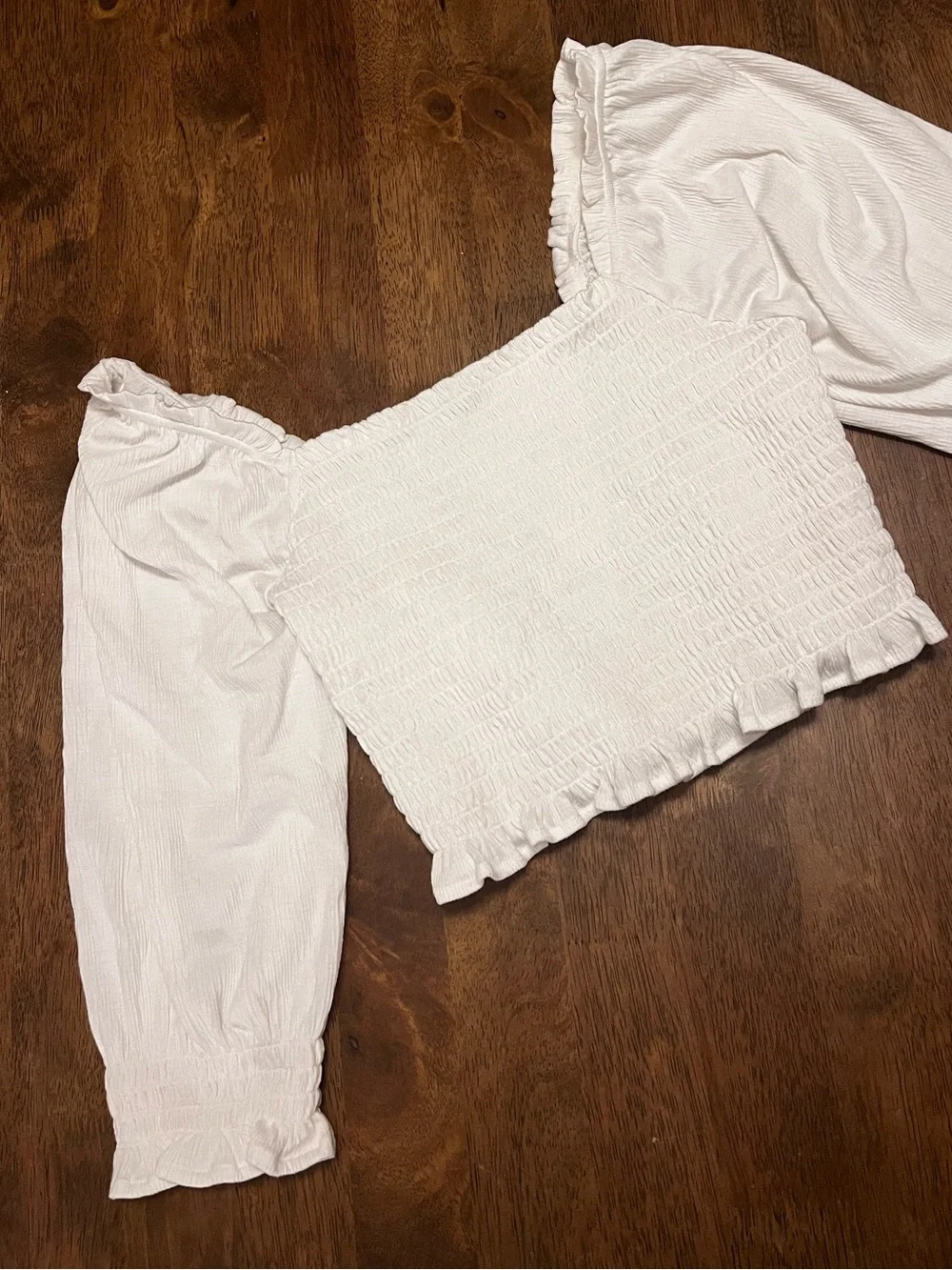Free People Brencye Ivory Smocked Crop Top Size Small